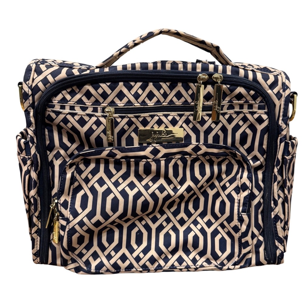 Jujube BFF Diaper Bag Duchess‎ Navy Cream Geometric Backpack Messenger Bag